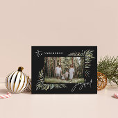 黒エレガント植物写真シンプルクリスマス シーズンカード