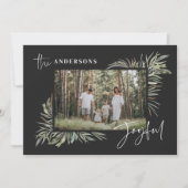 黒エレガント植物写真シンプルクリスマス シーズンカード (正面)