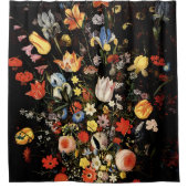 黒エレガント植物学フローラ シャワーカーテン (正面)