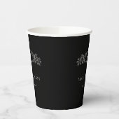 黒エレガント植物紋章モノグラ結婚ム 紙コップ (左)