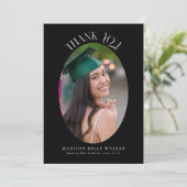 黒エレガント楕円形の卒業写真ありがとう サンキューカード (スタンド正面)