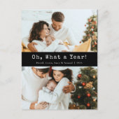 黒エレガント正月写真ホリデー葉書 ポストカード (正面)