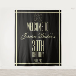 黒エレガント歳30歳の誕生日ミニマリスト タペストリー