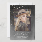 黒エレガント水彩写真卒業 案内状 (正面)