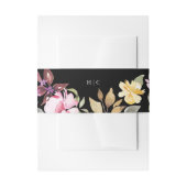 黒エレガント水彩美結婚美 招待状ベリーバンド (正面例)