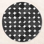 黒エレガント水色のドット ラウンドペーパーコースター (正面)