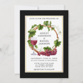 黒エレガント水色ブドウリース写真 招待状 (正面)