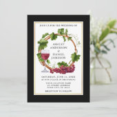 黒エレガント水色ブドウリース写真 招待状 (スタンド正面)