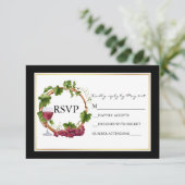 黒エレガント水色ブドウリース結婚ズ 出欠カード (スタンド正面)