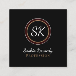 黒エレガント混褐色プロフェッショナルモノグラム スクエア名刺