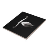 黒エレガント湖に白い白鳥の反射 タイル (側面)