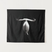 黒エレガント湖に白い白鳥の反射 タペストリー (正面(横))