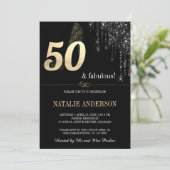 黒エレガント滴金ゴールドグリッター50日 招待状 (スタンド正面)