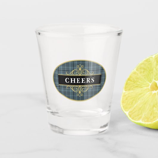 黒エレガント灰色のプライパーソナライズされたド ショットグラス (正面)