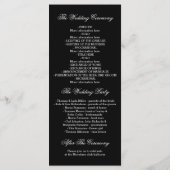 黒エレガント灰色のホワイトウェディングプログラム プログラム (裏面)