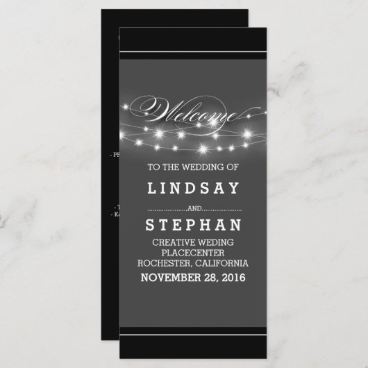 黒エレガント灰色のホワイトウェディングプログラム プログラム (正面/裏面)