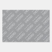 黒エレガント灰色の白いスクリプト名 ラッピングペーパーシート (正面3)