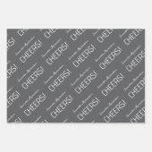 黒エレガント灰色の白いスクリプト名 ラッピングペーパーシート (正面2)