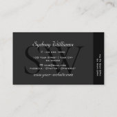 黒エレガント灰色の白の大イニシャル品質 名刺 (裏面)