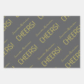 黒エレガント灰色の白金ゴールドスクリプト名 ラッピングペーパーシート (正面2)