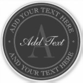 黒エレガント灰色の編集可能文字透明 シール (正面)