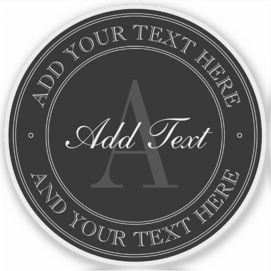 黒エレガント灰色の編集可能文字透明 シール (正面)