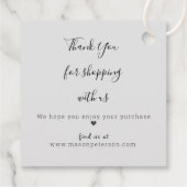 黒エレガント灰色ドリップス大理石スクリプトありがとう フェイバータグ (裏面)