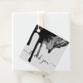 黒エレガント灰色ドリップス大理石スクリプトありがとう フェイバータグ (インサイチュ)