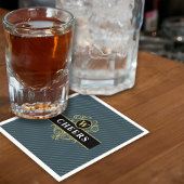 黒エレガント灰色ピンストライプ模様 スタンダードカクテルナプキン