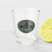 黒エレガント灰色ピントリパーソナライズされたップ ショットグラス (正面)