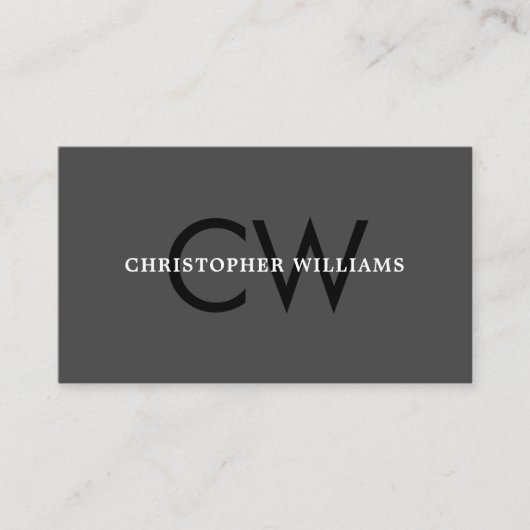 黒エレガント灰色ホワイトモノグラムはっきりしたコンサルタント 名刺 (正面)