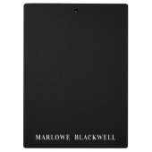 黒エレガント灰色モノグラム書道 クリップボード (裏面)