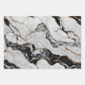 黒エレガント灰色金ゴールド大理石 ラッピングペーパーシート (正面2)