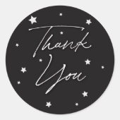 黒エレガント点星ありがとう ラウンドシール (正面)