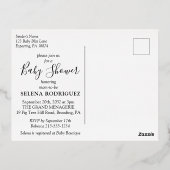 黒エレガント熱帯男女兼用赤ちゃん 箔招待状ポストカード (裏面)