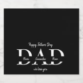 黒エレガント父の日 – 子供の名前 | ビールラベル (シングルラベル)