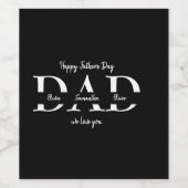 黒エレガント父の日 – 子供の名前 | ワインラベル (シングルラベル)