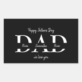 黒エレガント父の日 – 子供の名前 | 長方形シール