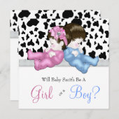 黒エレガント牛のプリントジェンダーがシャワーを明かす 招待状 (正面/裏面)