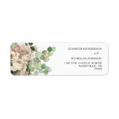 黒エレガント牡丹結婚差出人住所 ラベル (正面)