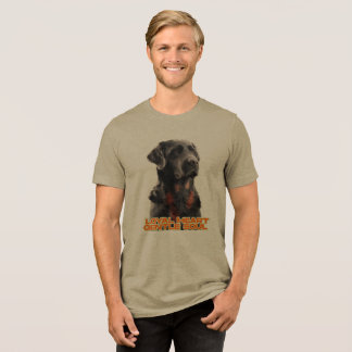 黒エレガント犬ポートレートリアルなペットアート トライブレンドTシャツ