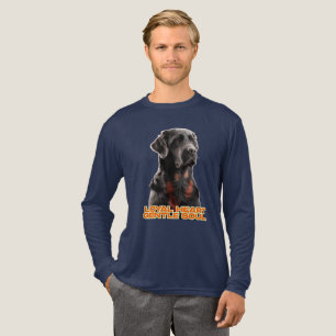 黒エレガント犬ポートレートリアルなペットアート トライブレンドTシャツ