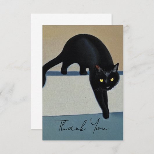 黒エレガント猫ありがとう サンキューカード (正面/裏面)