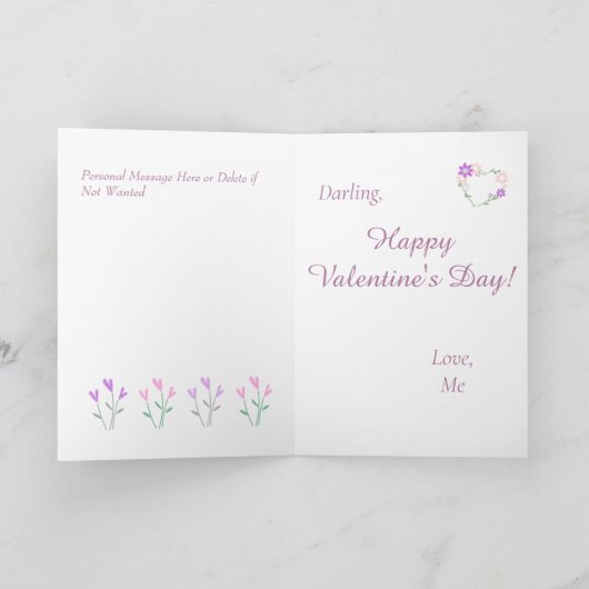 黒エレガント猫と花バレンタインデー シーズンカード (内部)