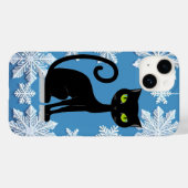 黒エレガント猫イラストレーション緑眼付き Case-Mate iPhoneケース (裏面 (横))