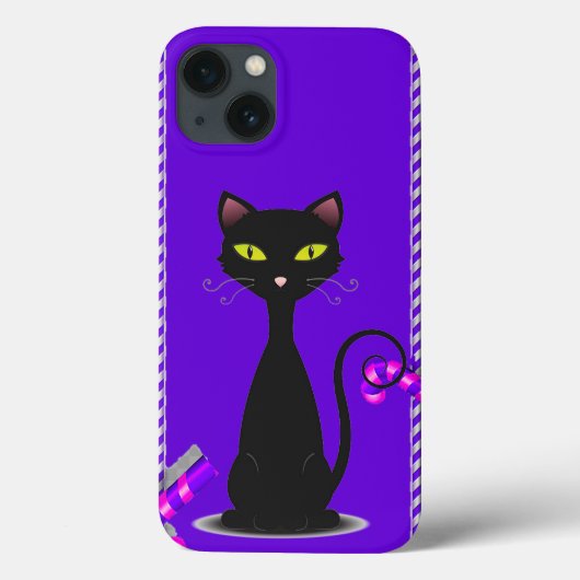 黒エレガント猫イラストレーション緑眼付き Case-Mate iPhoneケース (裏面)