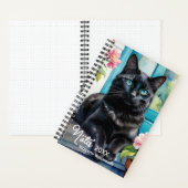 黒エレガント猫ウォーターカラーアーパーソナライズされたト ノートブック (内側)