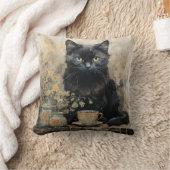 黒エレガント猫 クッション (ブランケット)