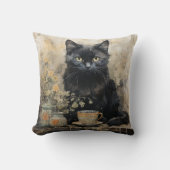 黒エレガント猫 クッション (正面)