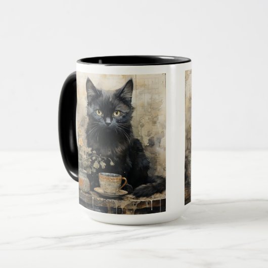 黒エレガント猫 マグカップ (正面左)
